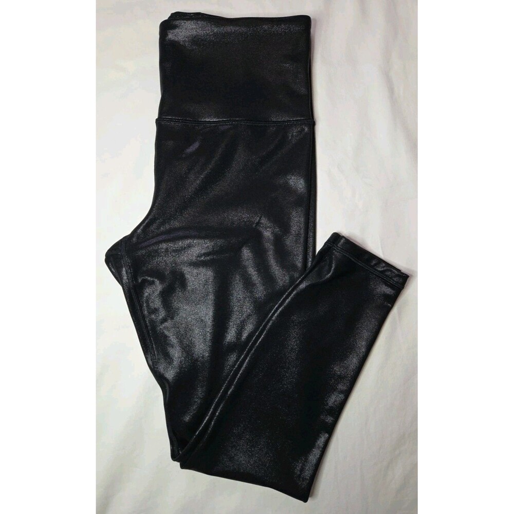 EUC Athleta | Size Medium | Elation Shine Tight Black Leggings Metallic 26"